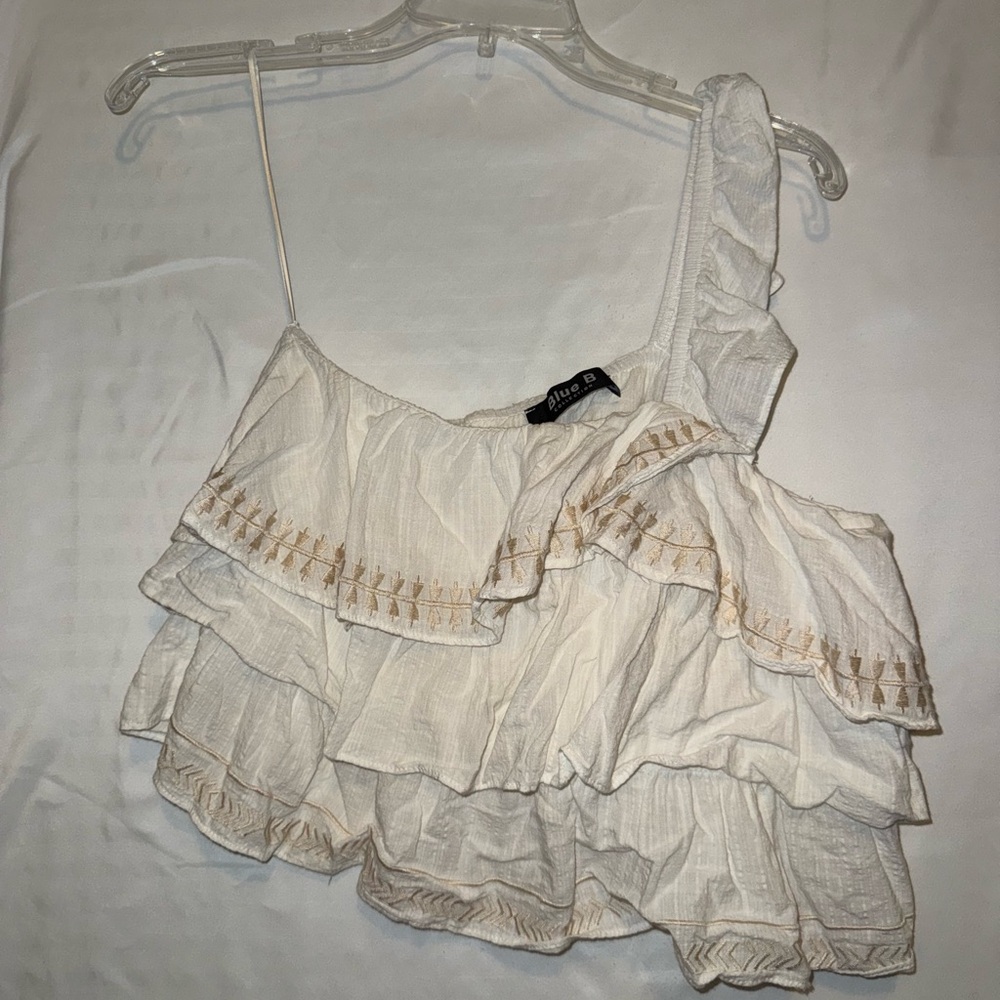 Asymmetrical Cream Ruffled Camisole